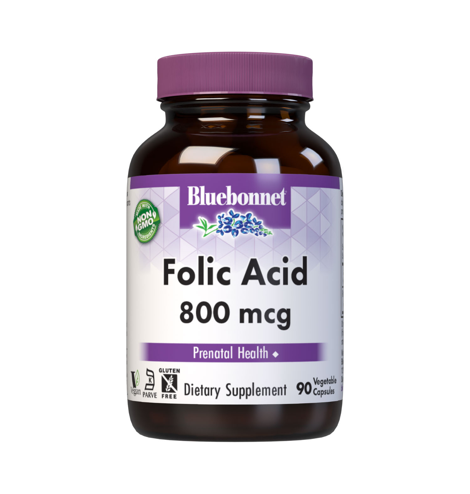 Bluebonnet Nutrition Folic Acid 400 mcg, Prenatal & Postnatal Health*, Non-GMO, Vegan, Kosher Certified, Gluten-Free, Soy-Free, Dairy-Free, 90 Vegetable Capsules, 90 Servings