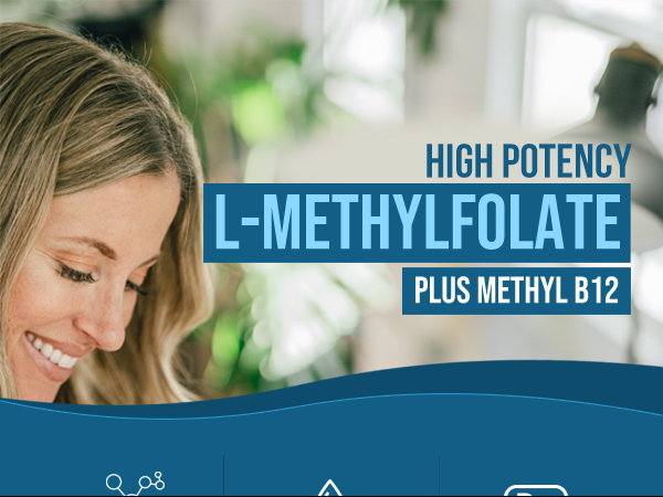 L Methyl Folate 15mg + Methyl B12 Cofactor, High Potency Active 5-MTHF Form