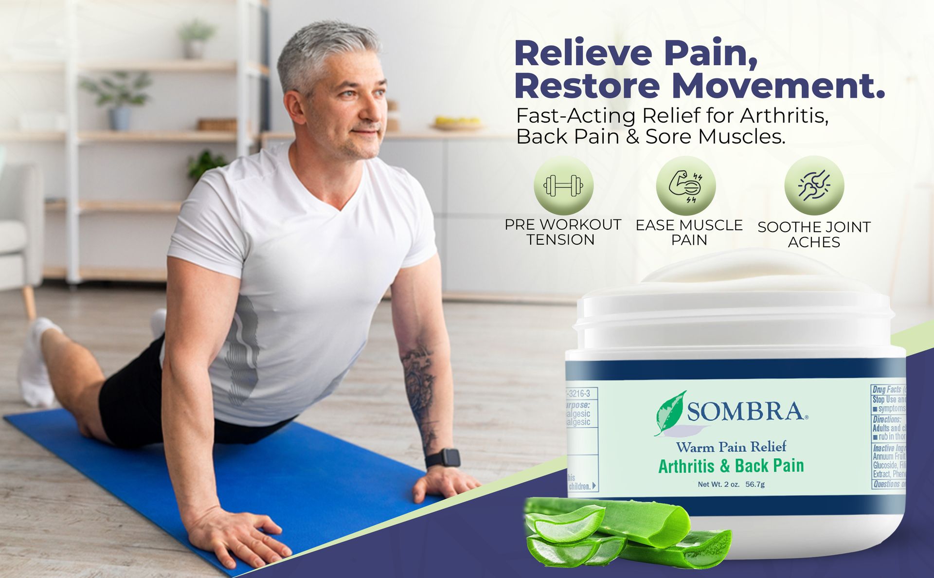 Sombra Warm Pain Relief 2 oz Jar for Arthritis, Back Pain & Pre-Exercise