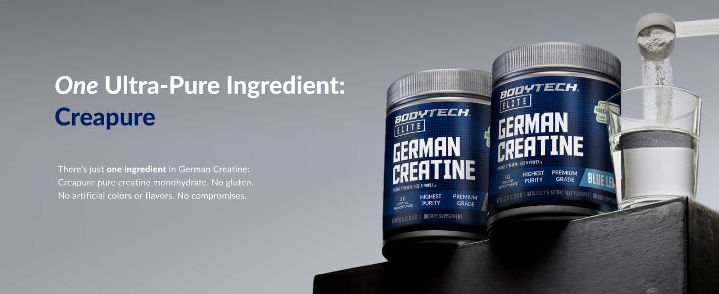 BodyTech Elite German Creatine with Creapure, Unflavored, 60 Servings