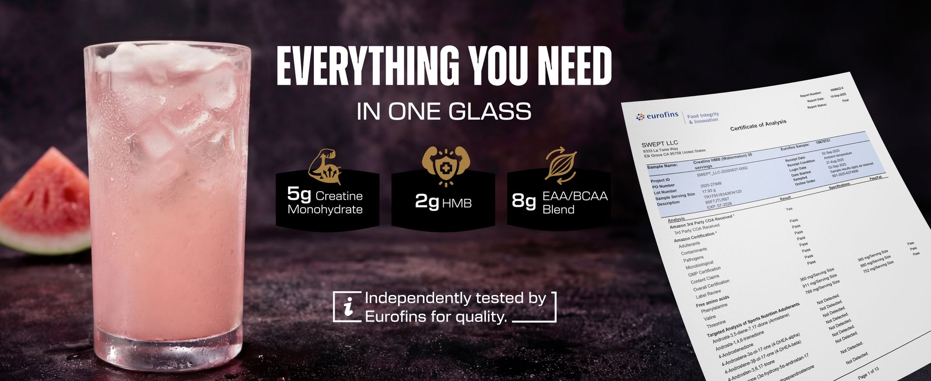 Creatine HMB Supplements for Men and Women w/Essential Amino Acids | EAA & BCAA Powder Mix | Creatine Monohydrate Powder and HMB | EAAS & BCAAS | Made in USA & 3rd Party Tested