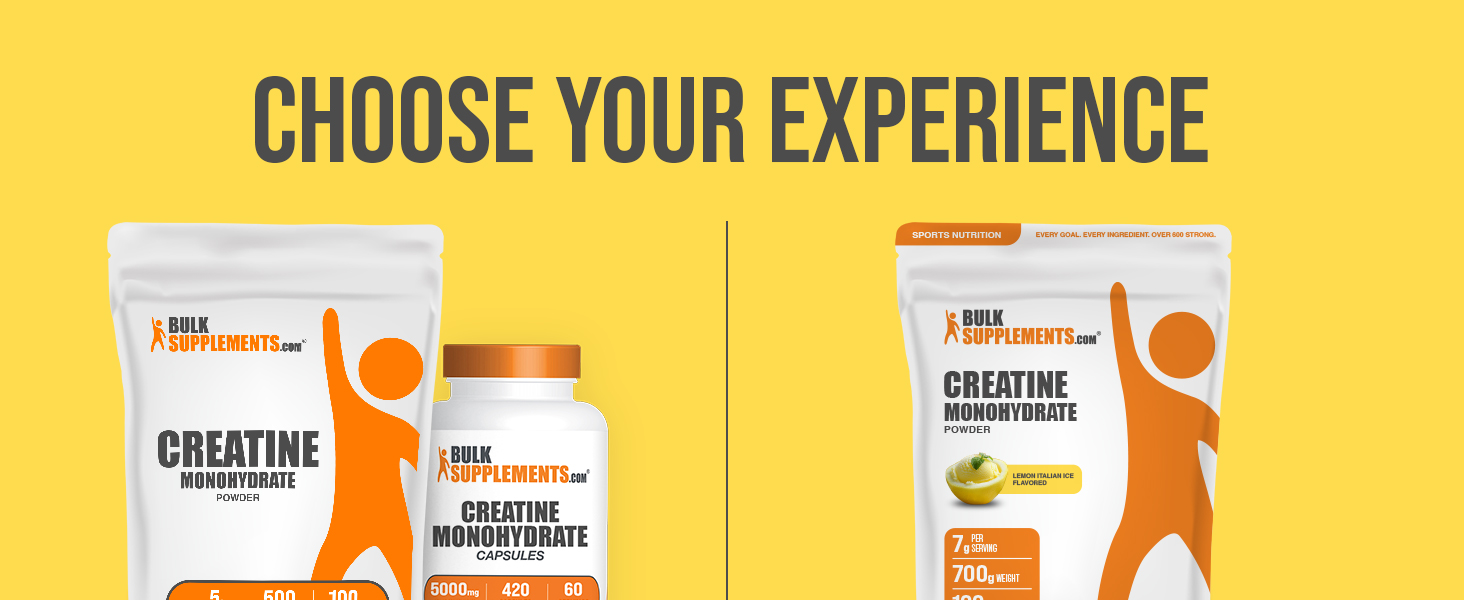 BulkSupplements.com Creatine Monohydrate Powder - Creatine Flavored Powder Supplement, Micronized - Lemon Italian Ice Flavor, 7g per Serving, 700g (1.5 lbs) (Pack of 1)
