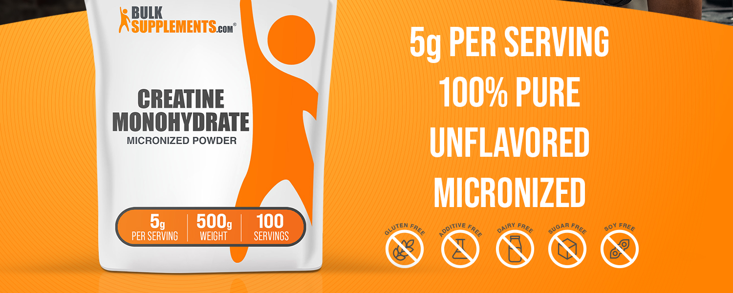 BulkSupplements.com Creatine Monohydrate Powder - Micronized Creatine Powder, Unflavored - Pure & Gluten Free, 5g (5000mg) per Servings, 100g (3.5 oz) (Pack of 1)