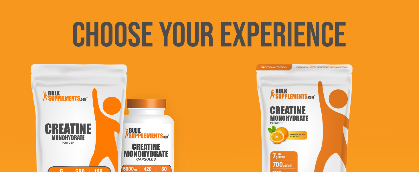 BulkSupplements.com Creatine Monohydrate Powder - Creatine Flavored Powder Supplement, Micronized - Orange Smash Flavor, 7g per Serving, 700g (1.5 lbs) (Pack of 1)