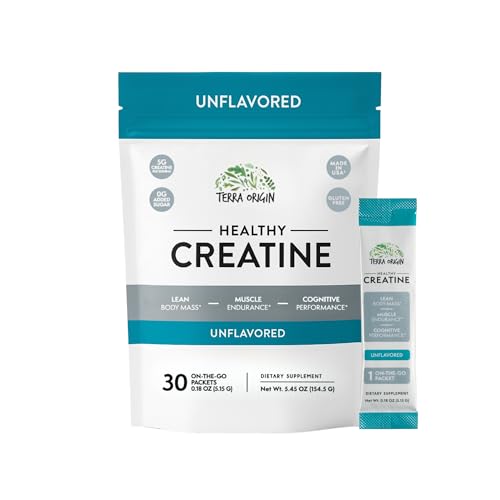TERRA ORIGIN Healthy Creatine Micronized Monohydrate Powder | 30 Stick Packs | Support for Muscle and Cognitive Performance* | Supplement for Women and Men | Unflavored, Gluten Free, Zero Sugar