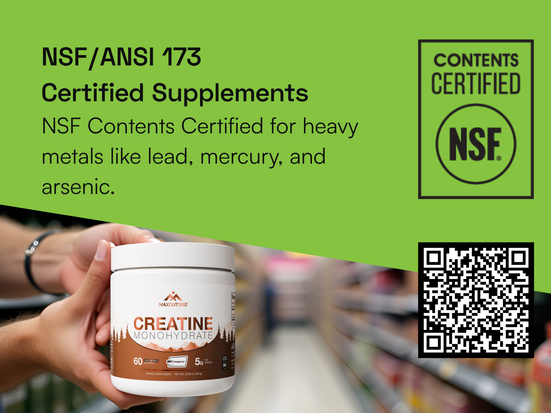 Creapure Creatine Monohydrate Powder, Unflavored, 60 Servings