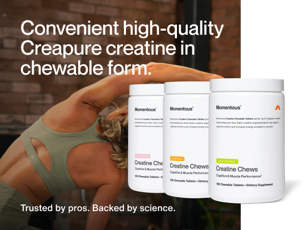 Momentous Creatine Monohydrate Chews, 5g per Serving, Lemon Lime