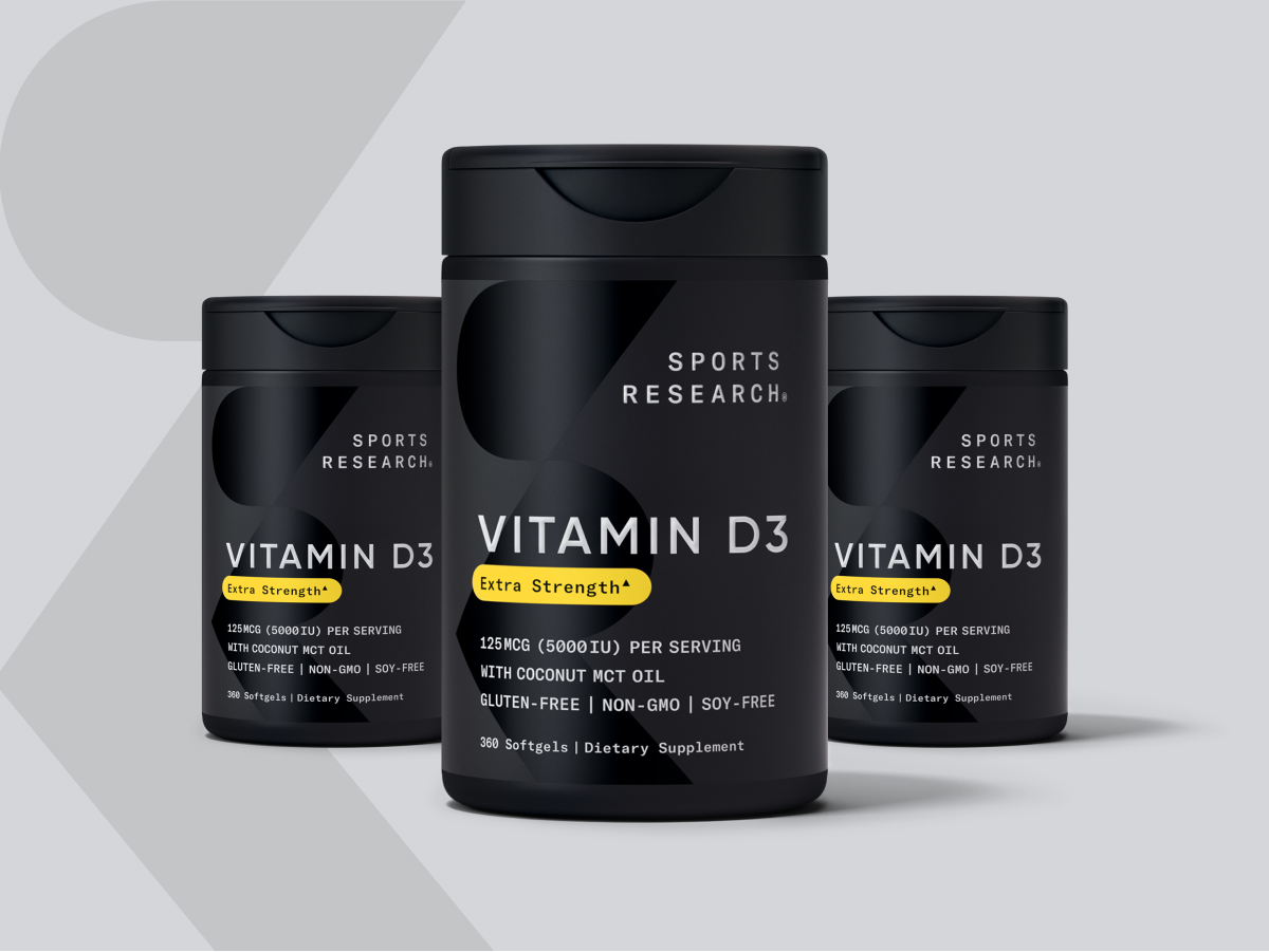 Sports Research® Vitamin D3 5000iu/125mcg with Coconut Oil, 360 Softgels