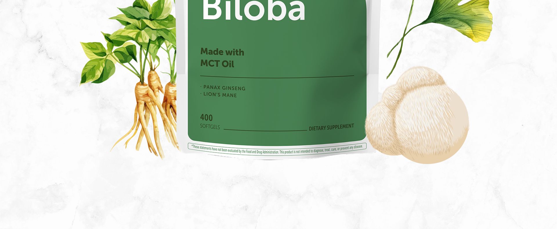 Micro Ingredients Ginkgo Biloba 120 mg Per Serving, 400 Softgels | 3-in-1 with Panax Ginseng & Lion’s Mane | Herbal Mushroom Blend | Made with MCT Oil | Non-GMO