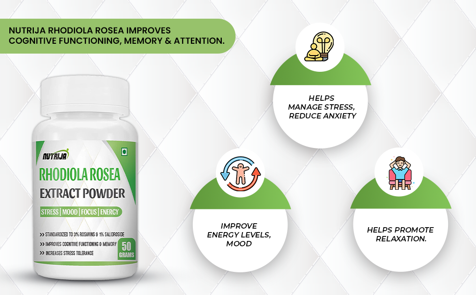 NutriJa Rhodiola Rosea Root Extract Powder | Standardized to 3% (50 Grams)