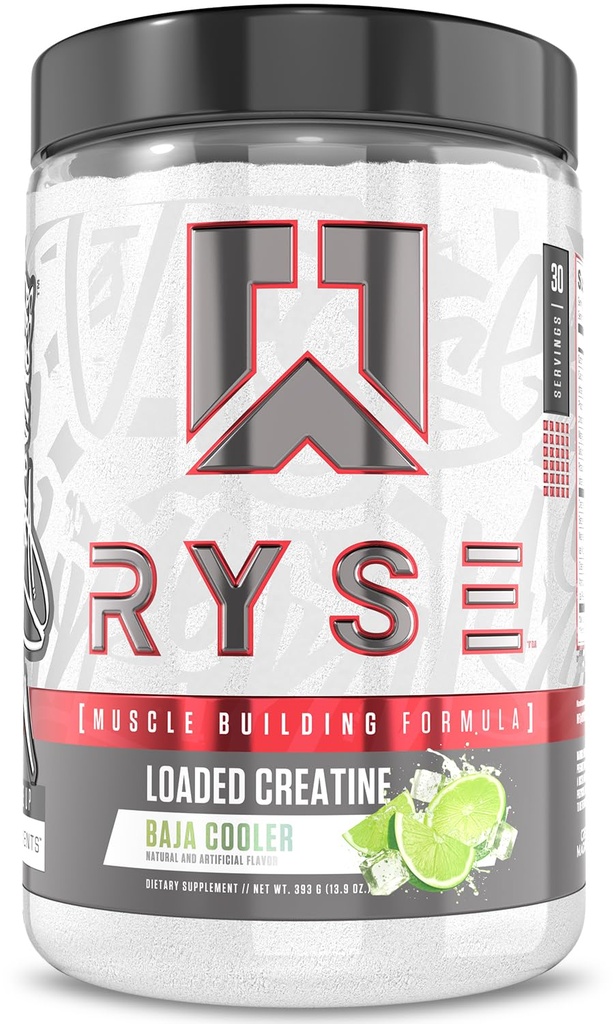 RYSE Ladattu Creatine miesten & naisten - Baja Cooler - Lihas Building Formula 3 lomakkeet Electrolyyttejä, Betaine Anhydrous ja Peak ATP - Vahvuus, Teho & Kestävyys Tuki - 30 Tarjoilut