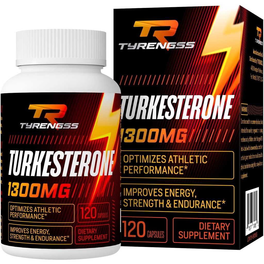 Testosteron Booster, Turkesterone Supplement 1300mg Ultra High Strength (Ajuga Turkestanica Extract Std. till 20% testosteron), för atletisk prestanda och muskelmassa,120 kapslar