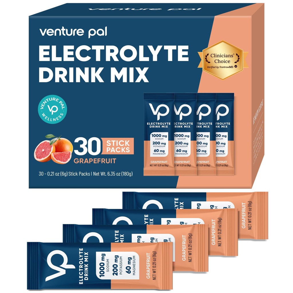 Venture Pal High Sodium Sugar Free Electrolytes Powder Packet - Hydraation Packets vitamiineja, natriumia ja kaliumia.