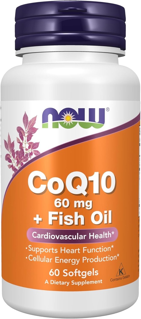 Nu livsmedelstillskott, Q10 60 mg med Omega 3 fiskolja, kardiovaskulär hälsa *, 60 Softgels