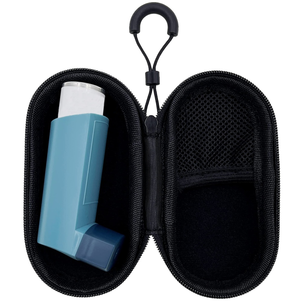 Holder Travel Case astma-inhalaattorille, kompakti tapaus aikuisille ja lapsille (vain tapaus) (musta)