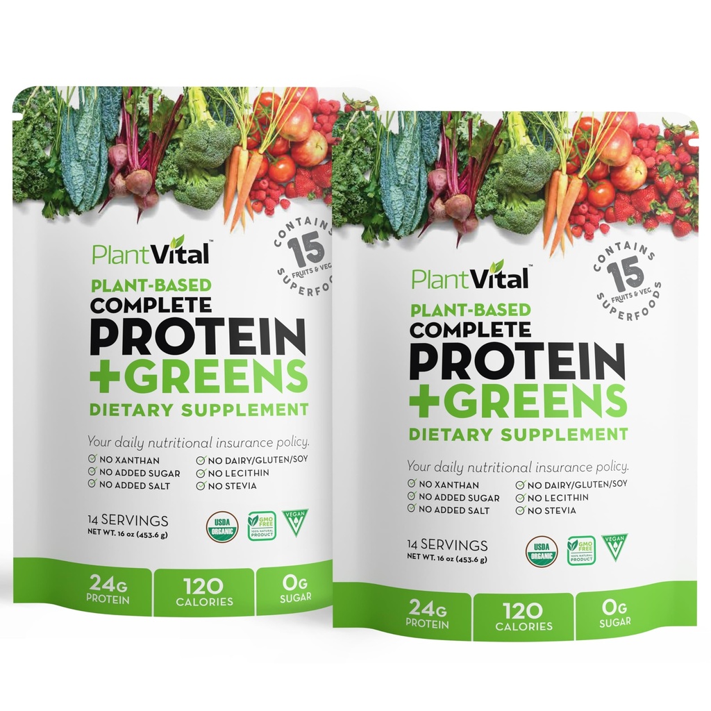 Kasvivihannes Makuton orgaaninen kasvisproteiinijauhe - 15 Superruokaa, kasviksia ja probiootteja - Organic Plant-Based Protein Powder - Kaikki BCAA