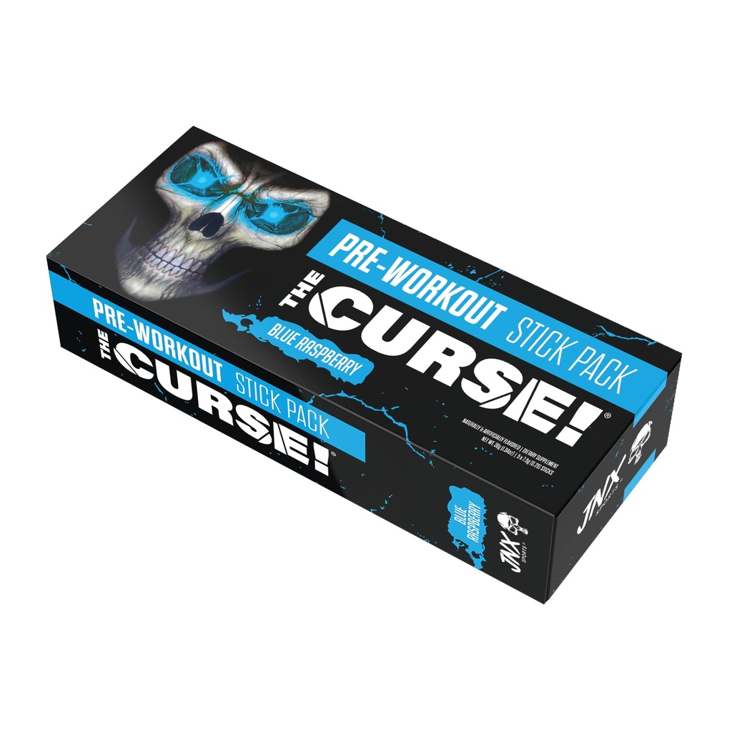 JNX SPORTS The Kirous! Esitreenijauhe miehille ja naisille, kofeiini, beta-alaniini, kreatiini, L-sitruliini, 5 tarjoilua, sininen vadelmamamaku 