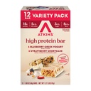 Atkins Blueberry grekisk Yogurt & Strawberry Shortcake High Protein Bar, High Fiber, Keto Friendly, 12 greve (6 barer varje smak)