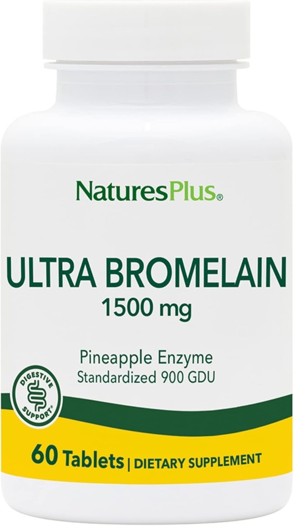 Natures Plus Ultra-Bromelain - 60 tablettia - 1500 mg Ananas-Bromelain - Tukee Ruoansulatus, niveltuki & enemmän - 60 tarjoilua