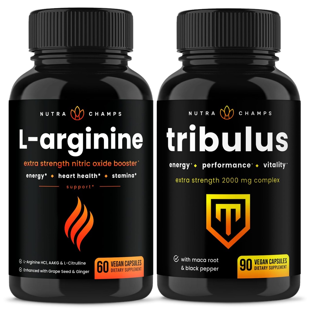 NutraChamps L-arginiinikapselit ja Tribulus-kapselit 2 Pack Bundle