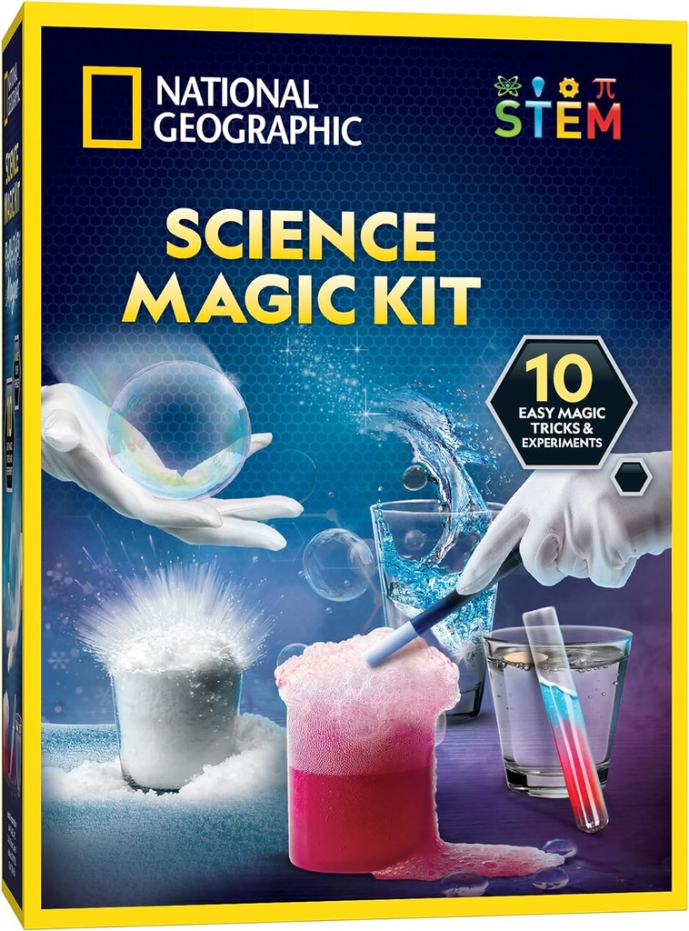 National Geographic Magic Chemistry Set - Science Kit för barn med 10 fantastiska magiska tricks, STEM-projekt och vetenskapsexperiment, vetenskapliga leksaker, bra present till pojkar och flickor 8-12