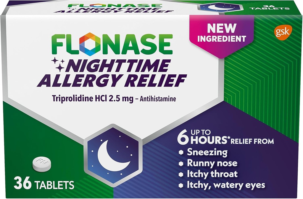 Flonase Nighttime Allergia Relief -tabletit, enintään 6 tuntia Allergialääkettä - 36 päällystettyä tablettia