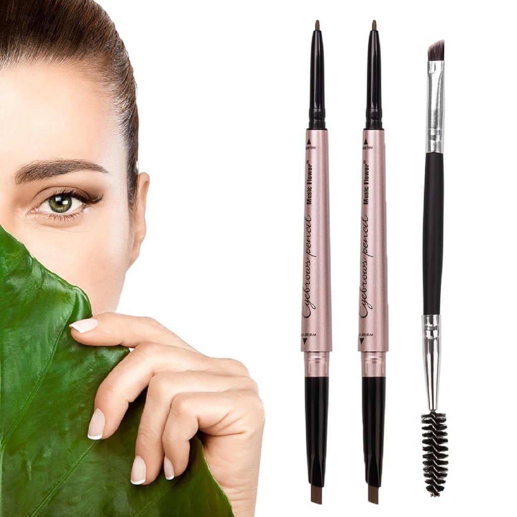 2 Pack kulmakarvakynä, vedenpitävät kulmakarvat meikkiä dual Ends, Professional Brow Enhanceing Kit kulmakarva harjalla (Dark Brown #1)