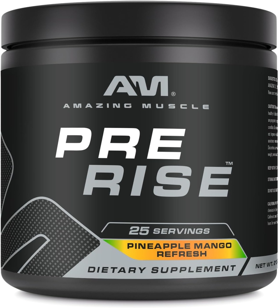 Hämmästyttävä Lihas Pre Nousu Pre-Workout Powder täydennysosa kofeiini & Beta-Alanine miehille & naisille 25 tarjoilua (25 tarjoilua, ananas mango Refresh)
