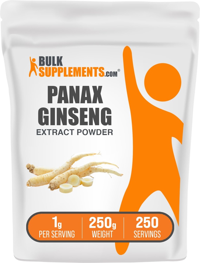BulkSupplements.com Ginseng juuriuutejauhe - Panax Ginseng Supplement, kasviperäisiä lisäravinteet - kasviperäisiä & gluteeniton, 1 g per tarjoilu, 250g (8.8 oz) (pakkaus 1)