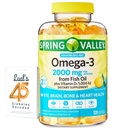 Spring Valley Omega-3 Fish Oil 2000 mg Eye Brain Bone & Heart Health Ruokavalion täydentää Softgels, 120 kreivi, Bundle Luall's 45 Diabetes Dekoodattu