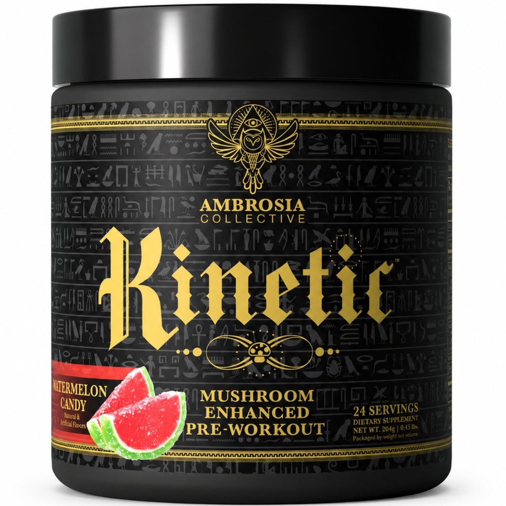 Ambrosia Kinetic Organic Preworkout, Sieni tehostettu Natural Pre Treout täydentää, Nootropic Superfood Powder for Energy (Watermelon Candy)