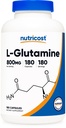 Nutricost L-glutamiini 800 mg, 180 kapselia - Gluteeniton, ei-GMO