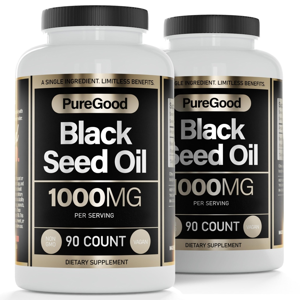 2 pakkaus - Musta siemenöljy kapselit, 500 Mg, kylmä painettu korkea potenssi Dgestive Aid, 90 Count 100% Non GMO Pure Black Cumin Seed Oil kapselit