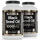 2 pakkaus - Musta siemenöljy kapselit, 500 Mg, kylmä painettu korkea potenssi Dgestive Aid, 90 Count 100% Non GMO Pure Black Cumin Seed Oil kapselit