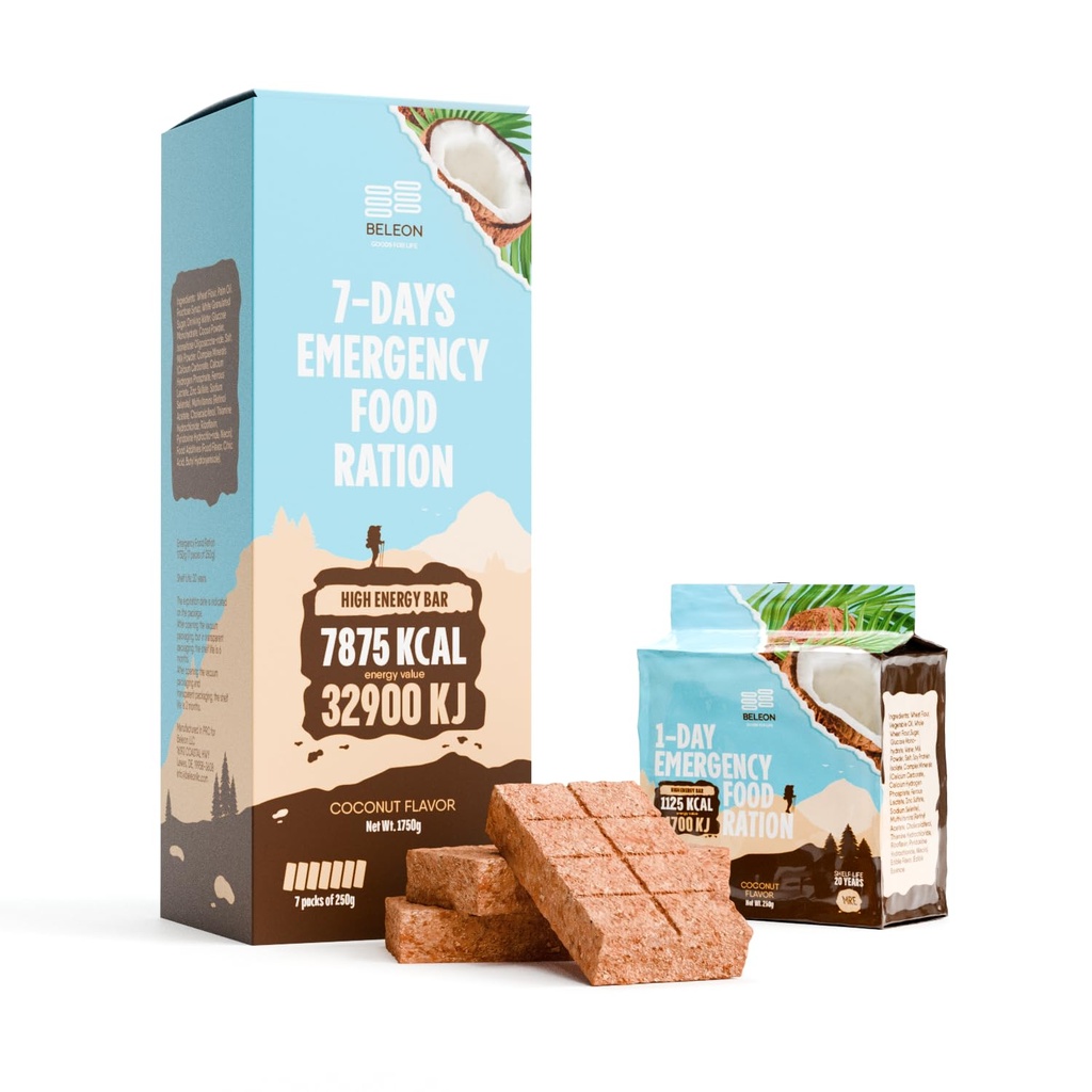 MRE Emergency Food Supply - 7 päivää Coconut Biscuit Bars MRE Ateriat Military 2024 Survival Kit - 20 vuotta Kestoaika Camping Retkeily tarvikkeet