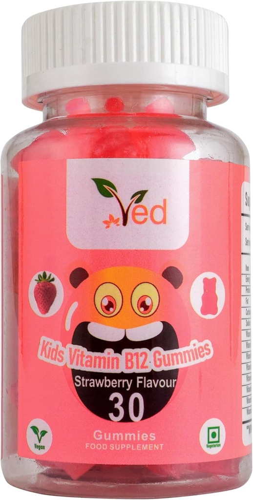Ved Kids Vitamin B12 Gummies för vitamin B12 Supplement, Energy & Immune System - Vegan - 15 Days Supply, 30 Chewable Kids Vitamins Gummies.
