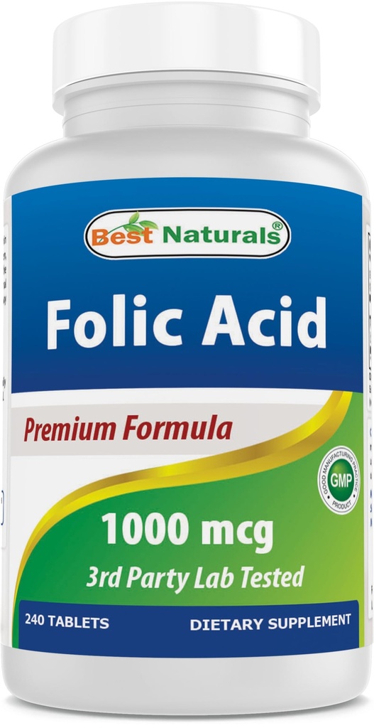 Best Naturals Foolihappo 1000 mikrog (Vitamin B9), 240 tablettia