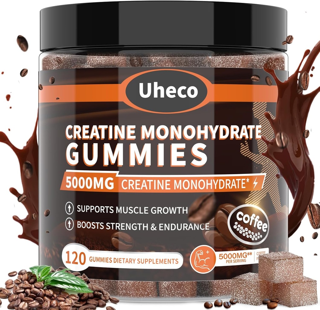 Kahvi maku Creatiini Monohydraatti Gummies 5000 mg miehille ja naisille,Sisältää L-Tauriinia + B12-vitamiinia, betaiinia, L-sitrulliini lihasvoimaa, parantaa liikunta kestävyyttä -116