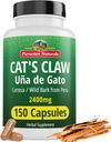 Peruvian Naturals Cat's Claw Herbal Supplement 150 kapselia - Uña de Gato 2400mg Vegan, 100% Natural Cats Claw Bark kasvanut Perussa, Ei-GMO, Uncaria Tomentosa UNA de Gato