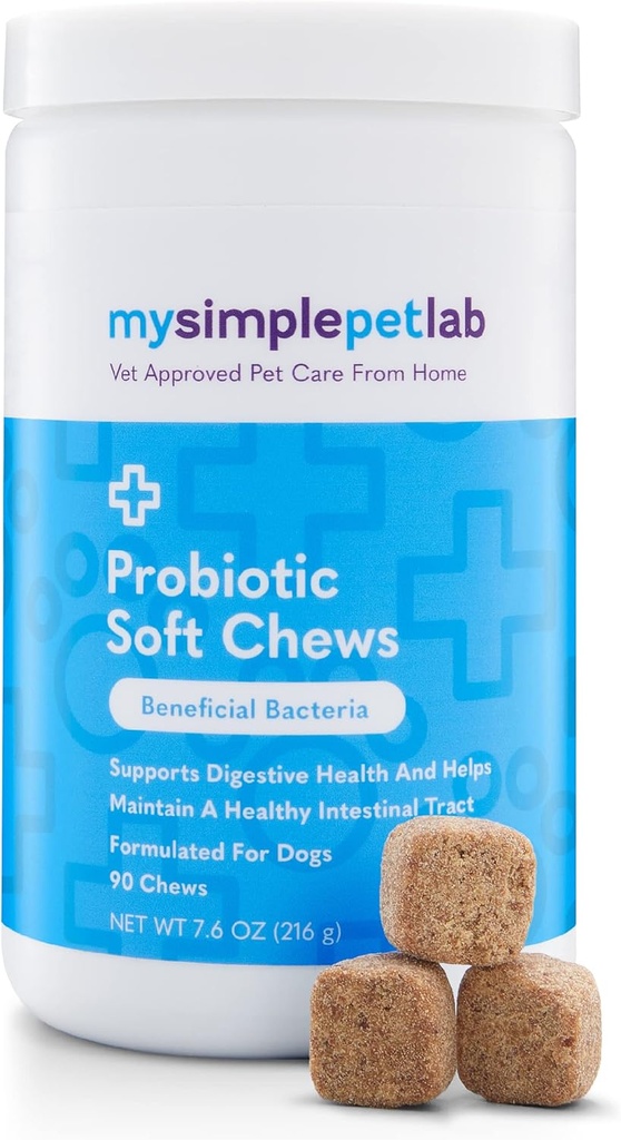 MySimplePetLab Dog Probiootit, 5-Strain Probiootti Blend, Terve Lemmikki Chews, Tukee Ruoansulatuskanavan, Gut Function, Immuunijärjestelmä, Tasty Probiootti pehmeät purut koirille, Päivittäinen täydennysosa