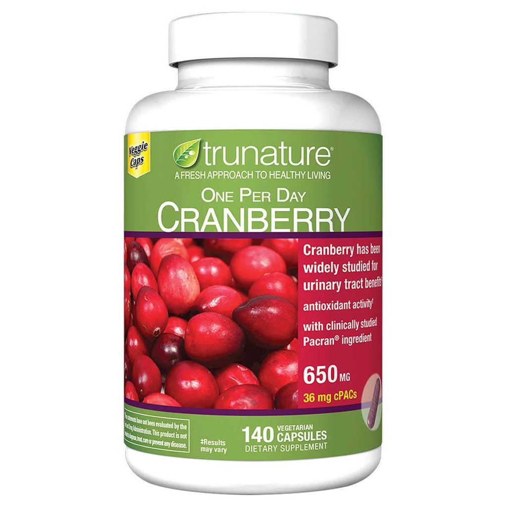 Trunature Cranberry 650 mg, 140 vegetariska kapslar (3 Pack)