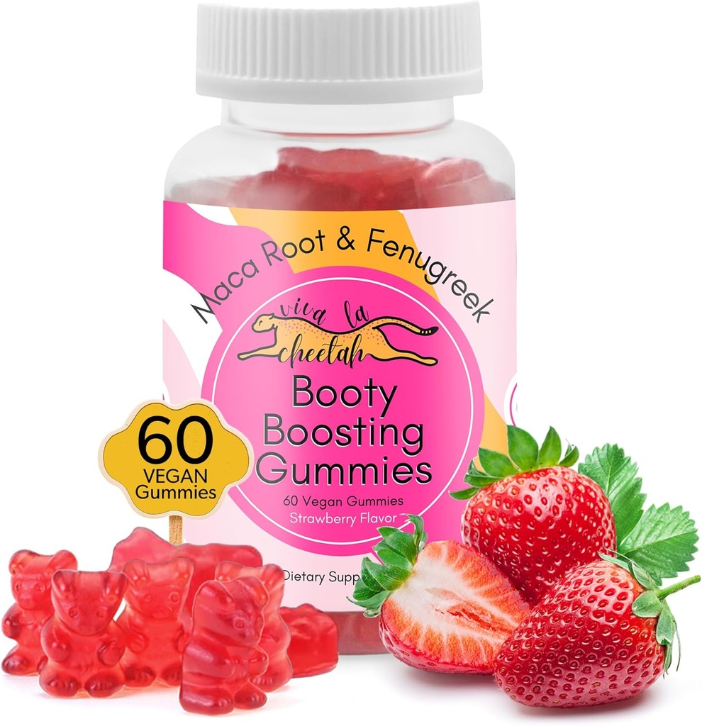 Booty Enhanceing Gummy Supplement, Big Butt Enhancer, Harjoittelu Tuki, Multivitamiini naisille, Natural Glute Boost vitamiineja Curvy Shape & Max Voitot, 60 Vegan Gummies