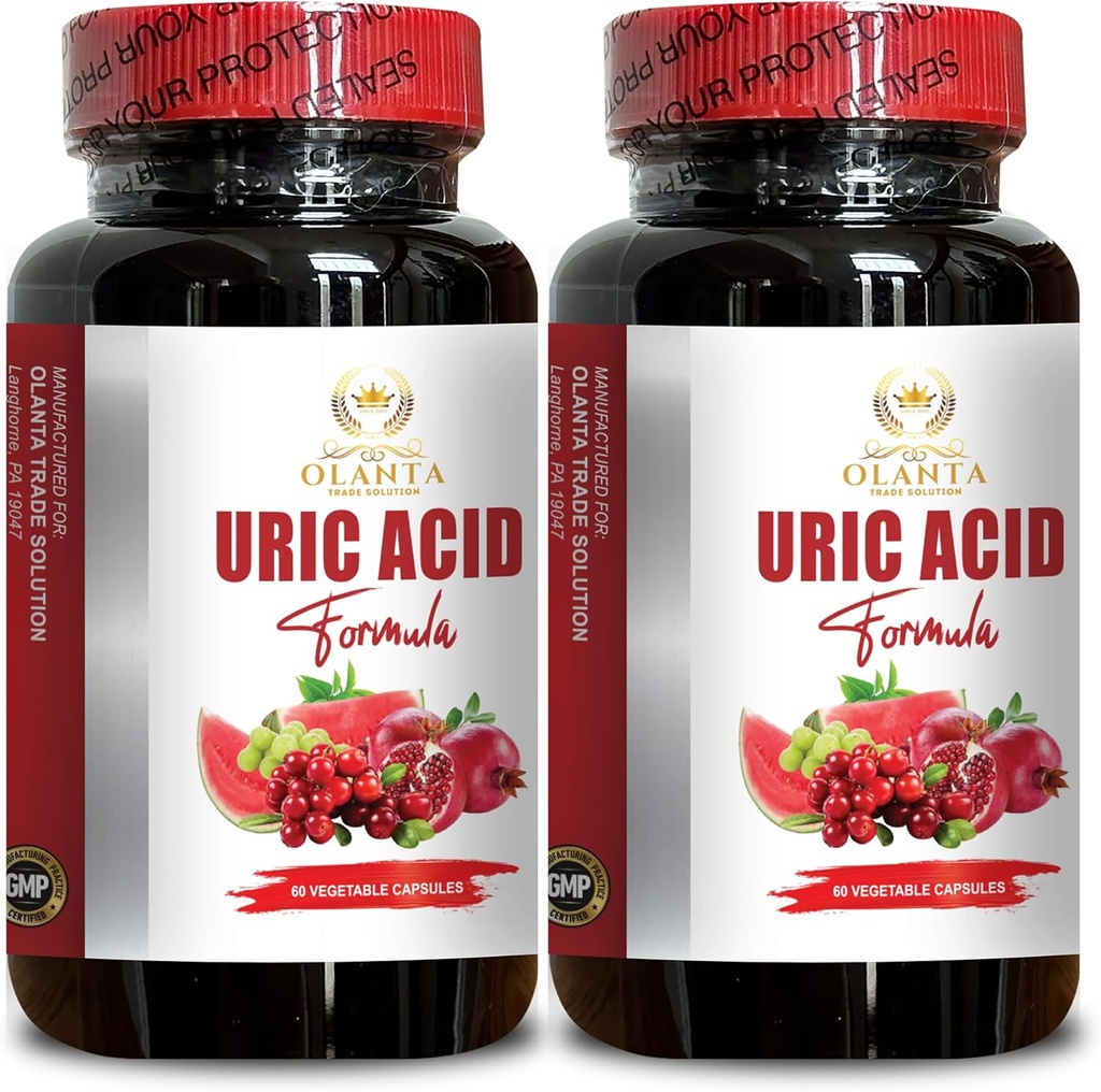 URIC Acid - Uric Acid Support Premium Formula, Tehokas Joint Support ja Uric Acid kanssa Tart Cherry Extract, Selleri siemen, Turmeeric - 2 pullot 120 kapselia