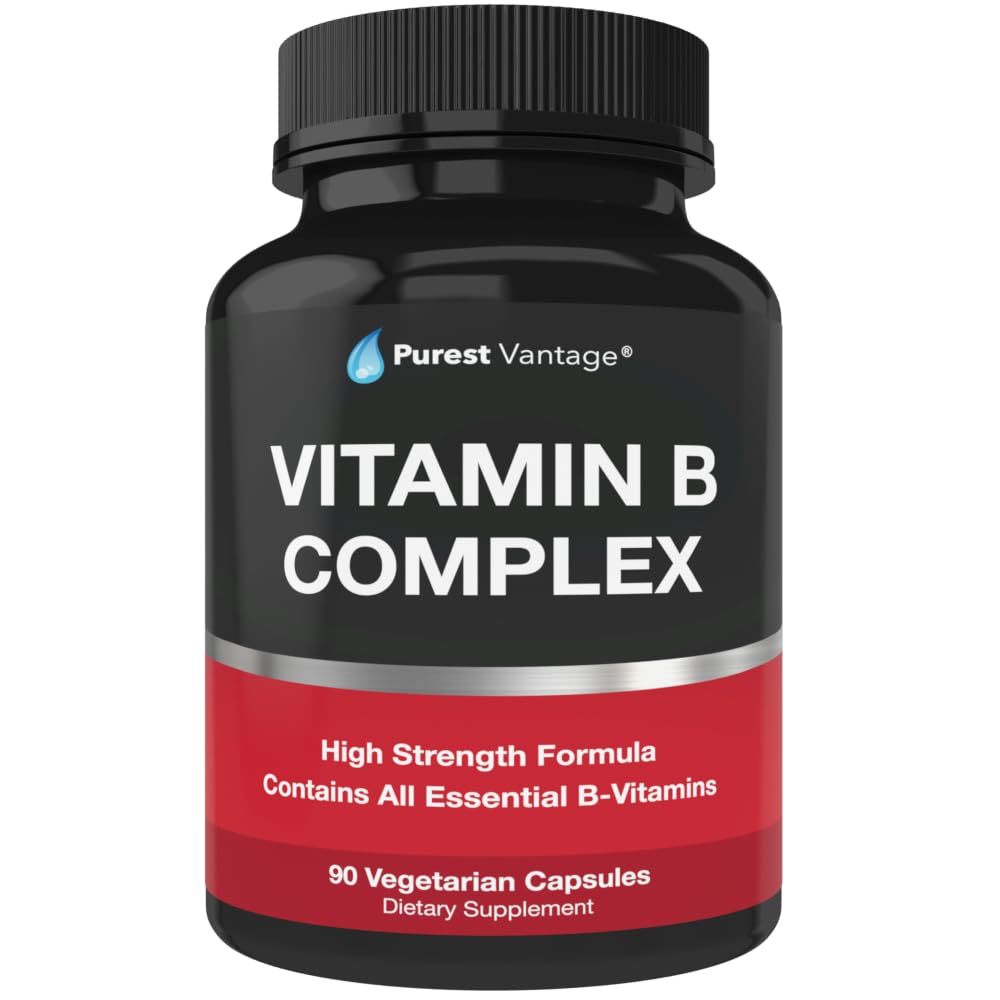 B-vitamiini B12, B1, B2, B3, B5, B6, B7, B9, Foolihappo - Super B-kompleksi vitamiinit naisille, miehet, Aikuiset - 90 kasvissyöjän kapselit