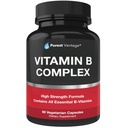 B-vitamiini B12, B1, B2, B3, B5, B6, B7, B9, Foolihappo - Super B-kompleksi vitamiinit naisille, miehet, Aikuiset - 90 kasvissyöjän kapselit