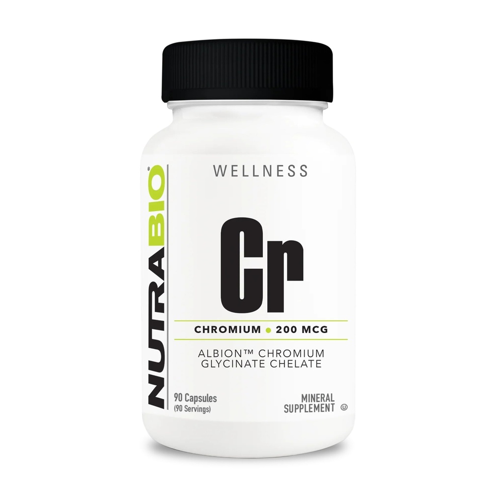 NutraBio kelated kromi GFT - 200 mikrog - 90 kasvikapselia