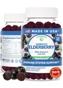 Lunakai USA Made Black Sambucus Elderberry Gummies aikuisille & lapsille C-vitamiini & Sinkki - Immuuni tuki, antioksidantteja, ei-GMO, 60 Gummies
