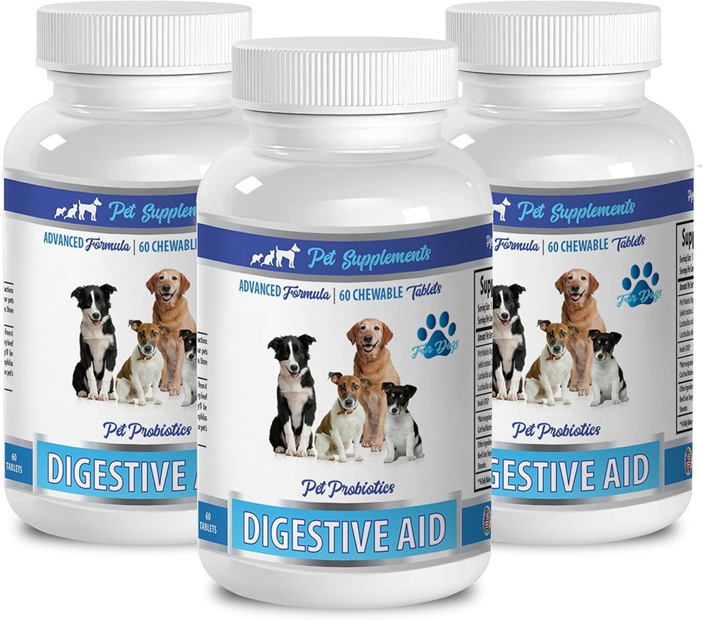 matsmältningsenzymer för hundar 8 oz - DOG DIGESTIVE AID PROBIOTICS - NATURAL APPROACH - SOLUTION TO BAD BREATH OCH GAS - COUNTER DIARRHEA - hund probiotika usa - 3 Bottles (180 Treats)