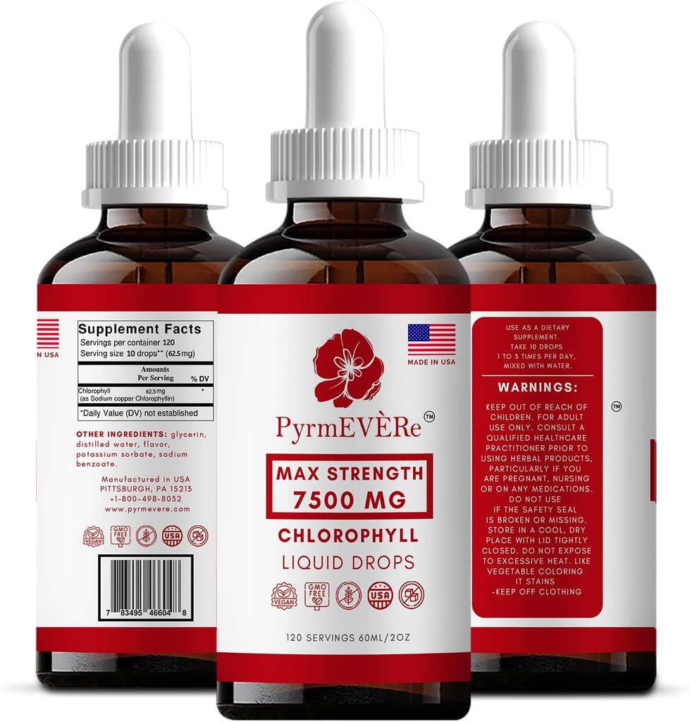 PyrmEVERe klorofylli neste drops -Made in USA, Minttumaahtoa, Liquid klorofylli ... Energiatehoste, Immuunituki, luonnollinen deodorantti, Altitude Sairauden helpotus...