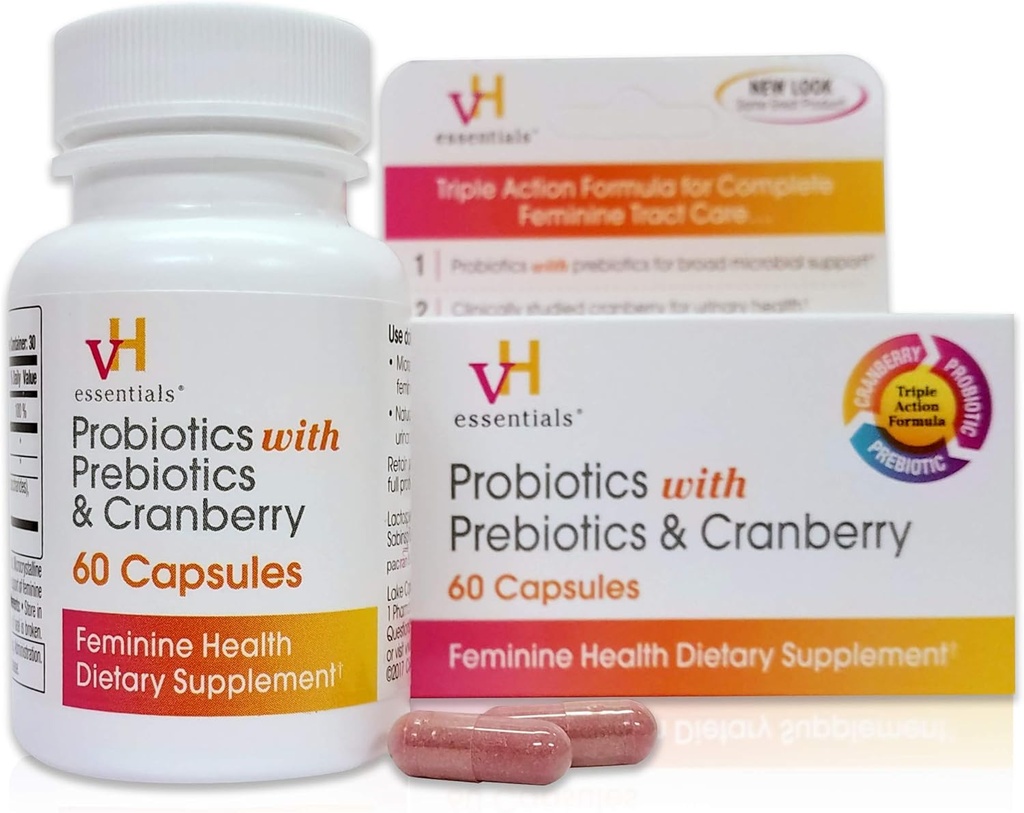 vH olennaiset Probiootit Prebiootit ja Cranberry Feminine Health Supplement, 60
